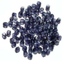 100 4mm Faceted Two Tone Amethyst & Grey Firepolish Beads